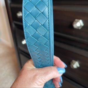 Beautiful Teal leather Strap/ Designer Bottega Veneta